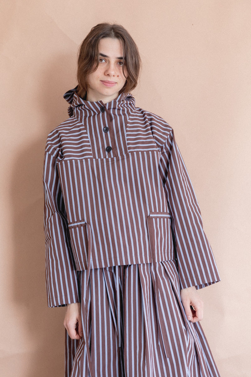 SHORT ANORAK IN TAFFETA STRIPE