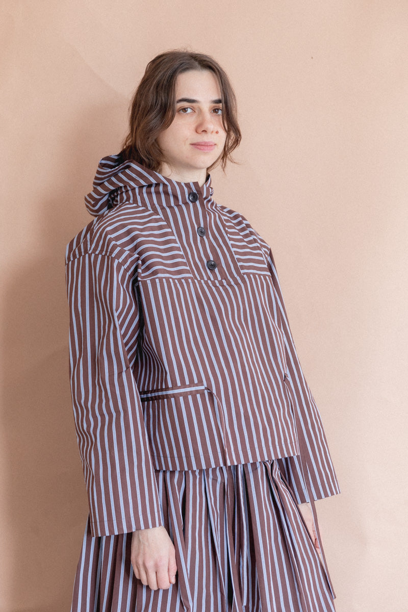 SHORT ANORAK IN TAFFETA STRIPE