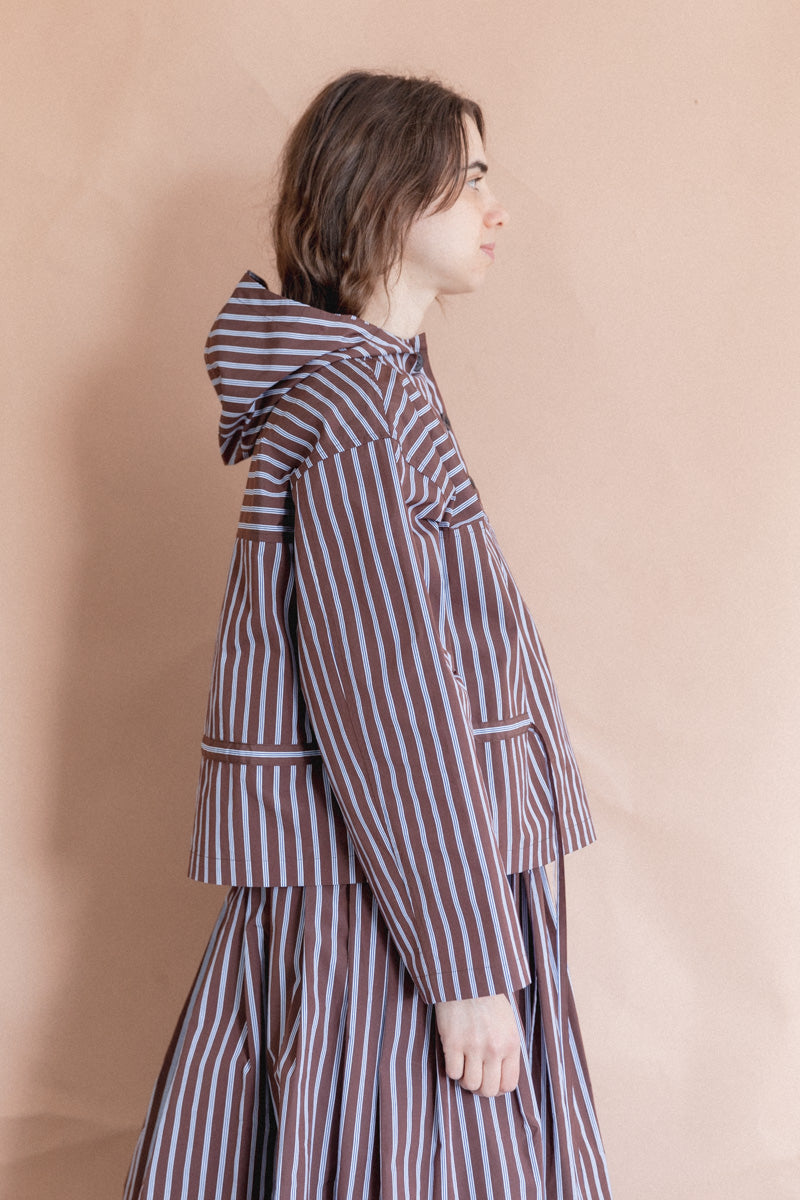 SHORT ANORAK IN TAFFETA STRIPE