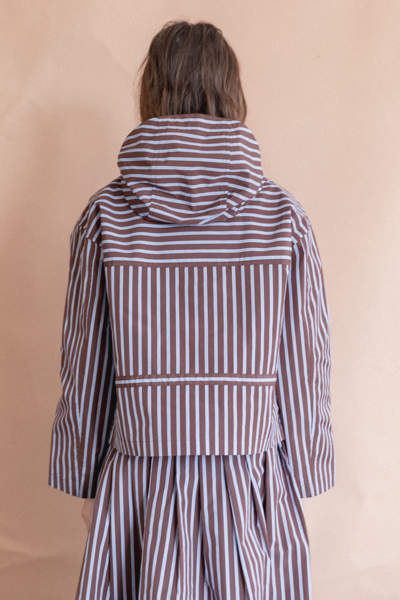 SHORT ANORAK IN TAFFETA STRIPE