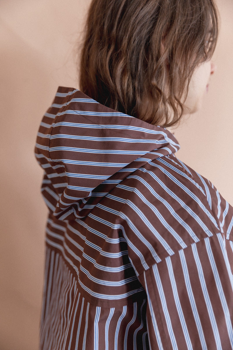 SHORT ANORAK IN TAFFETA STRIPE