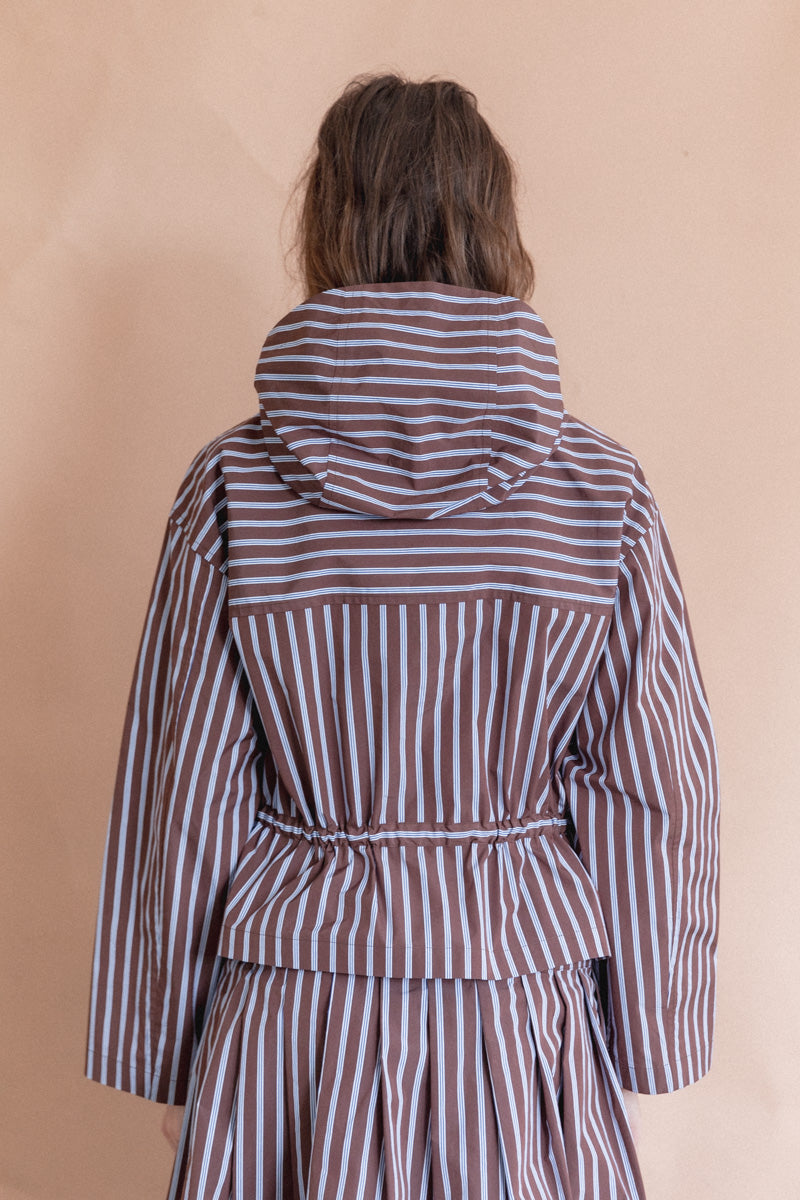 SHORT ANORAK IN TAFFETA STRIPE