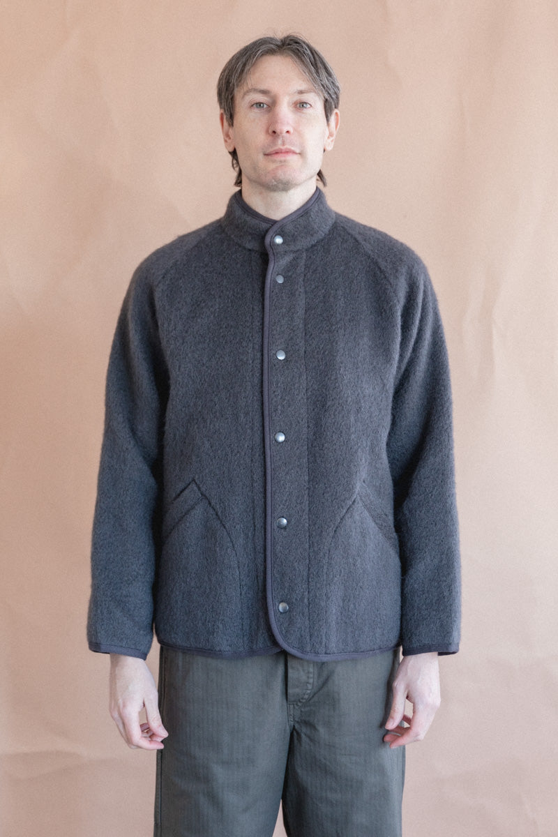 CONTOUR JACKET IN SLATE BRUSHED WOOL/MOHAIR