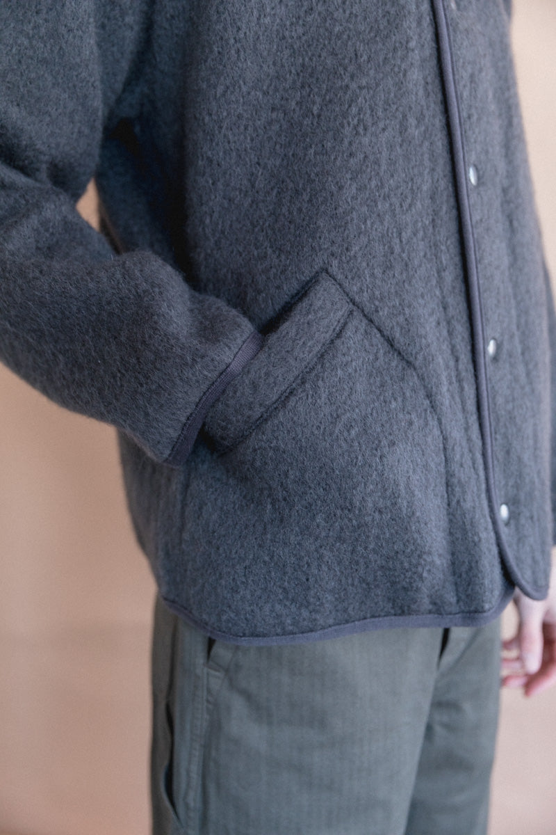 CONTOUR JACKET IN SLATE BRUSHED WOOL/MOHAIR