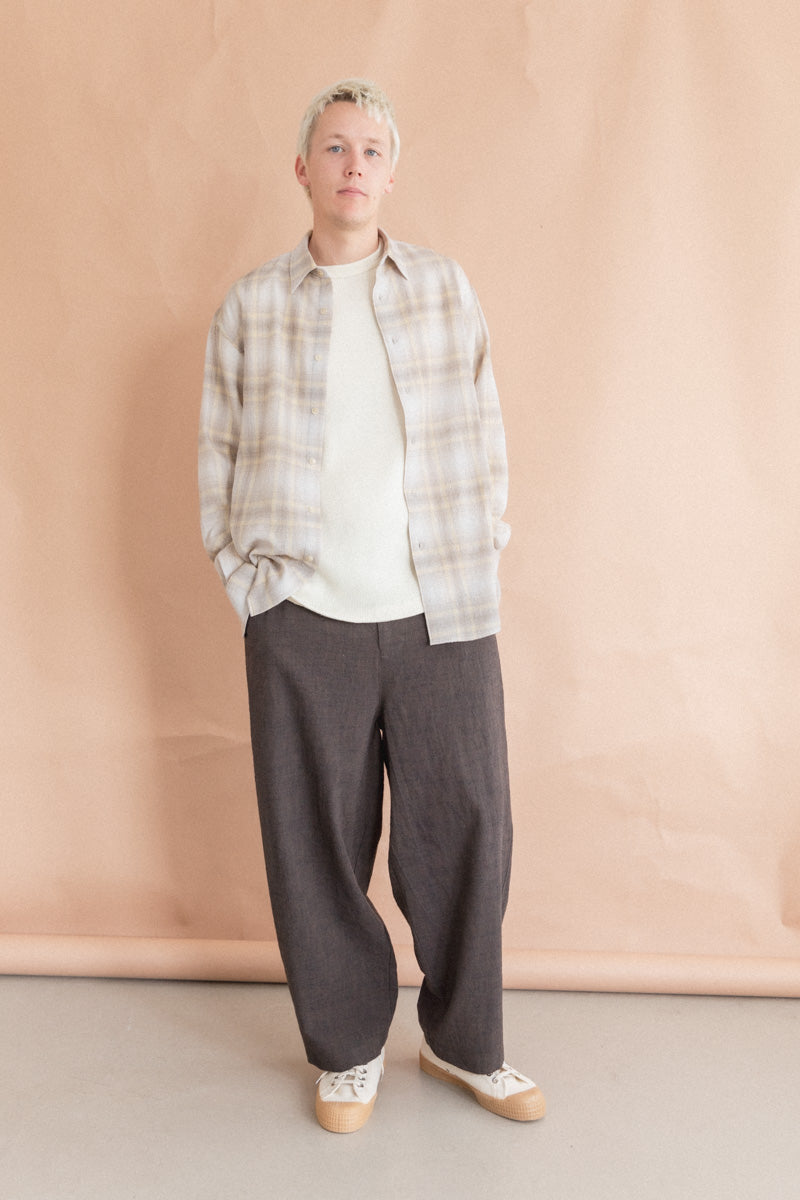 AIRY WOOL SHIRT IN YELLOW GRAY CHECK