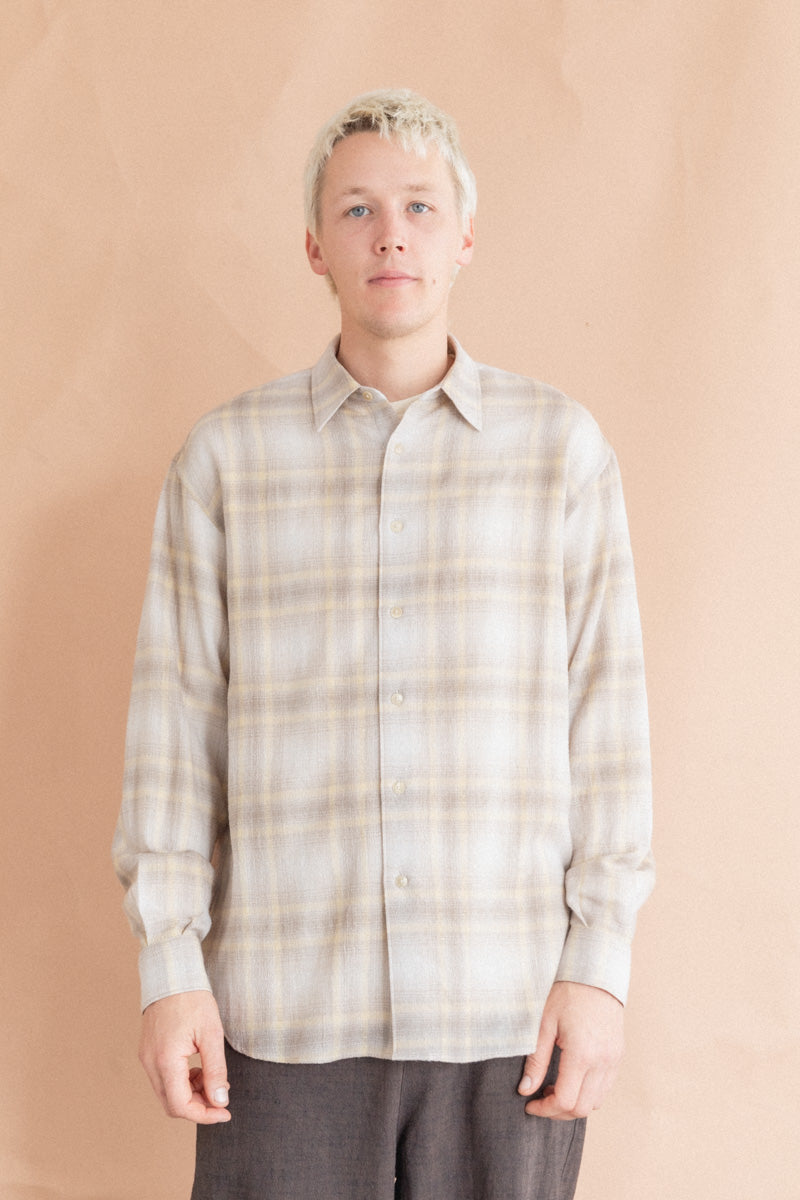 AIRY WOOL SHIRT IN YELLOW GRAY CHECK