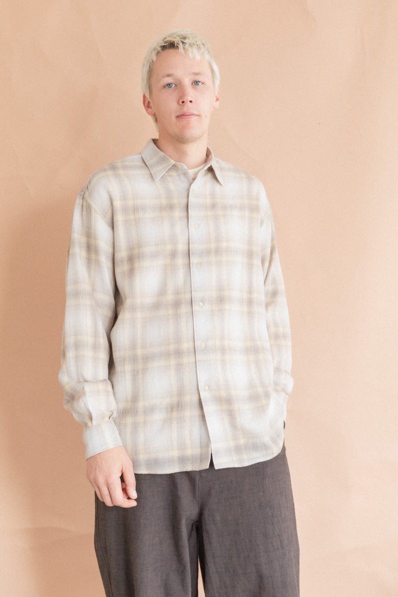 AIRY WOOL SHIRT IN YELLOW GRAY CHECK