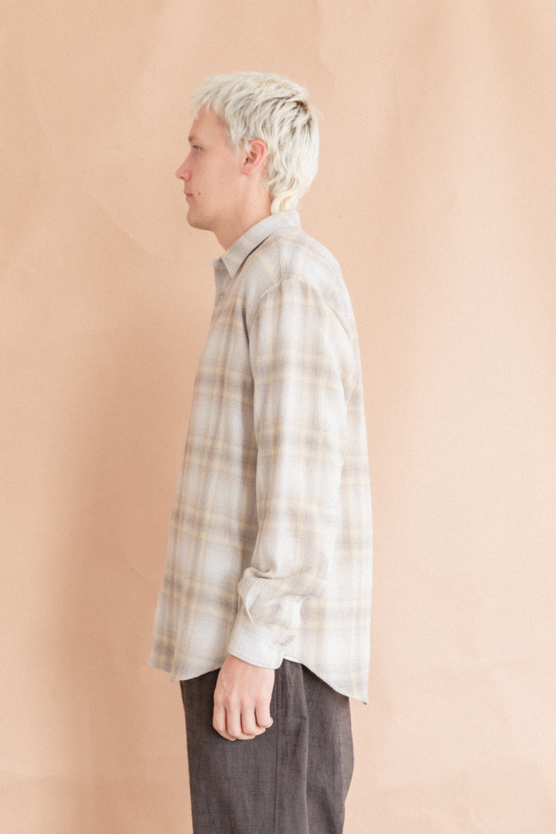 AIRY WOOL SHIRT IN YELLOW GRAY CHECK