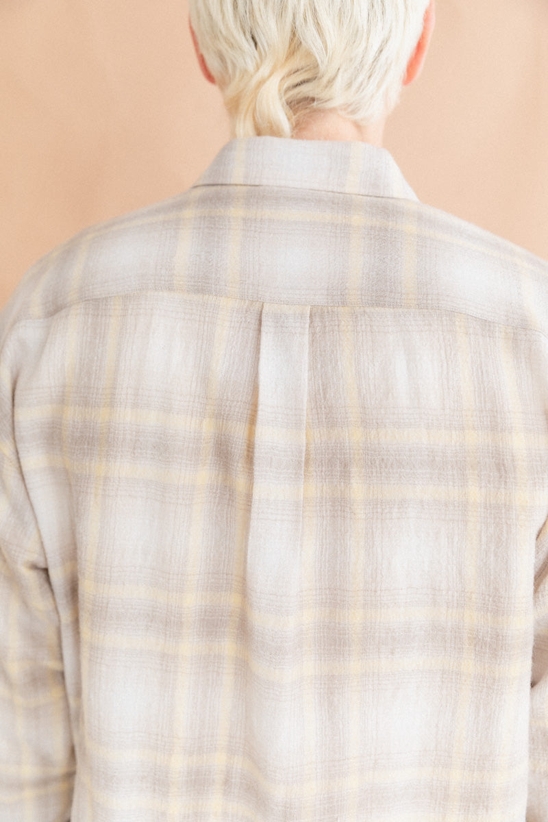 AIRY WOOL SHIRT IN YELLOW GRAY CHECK