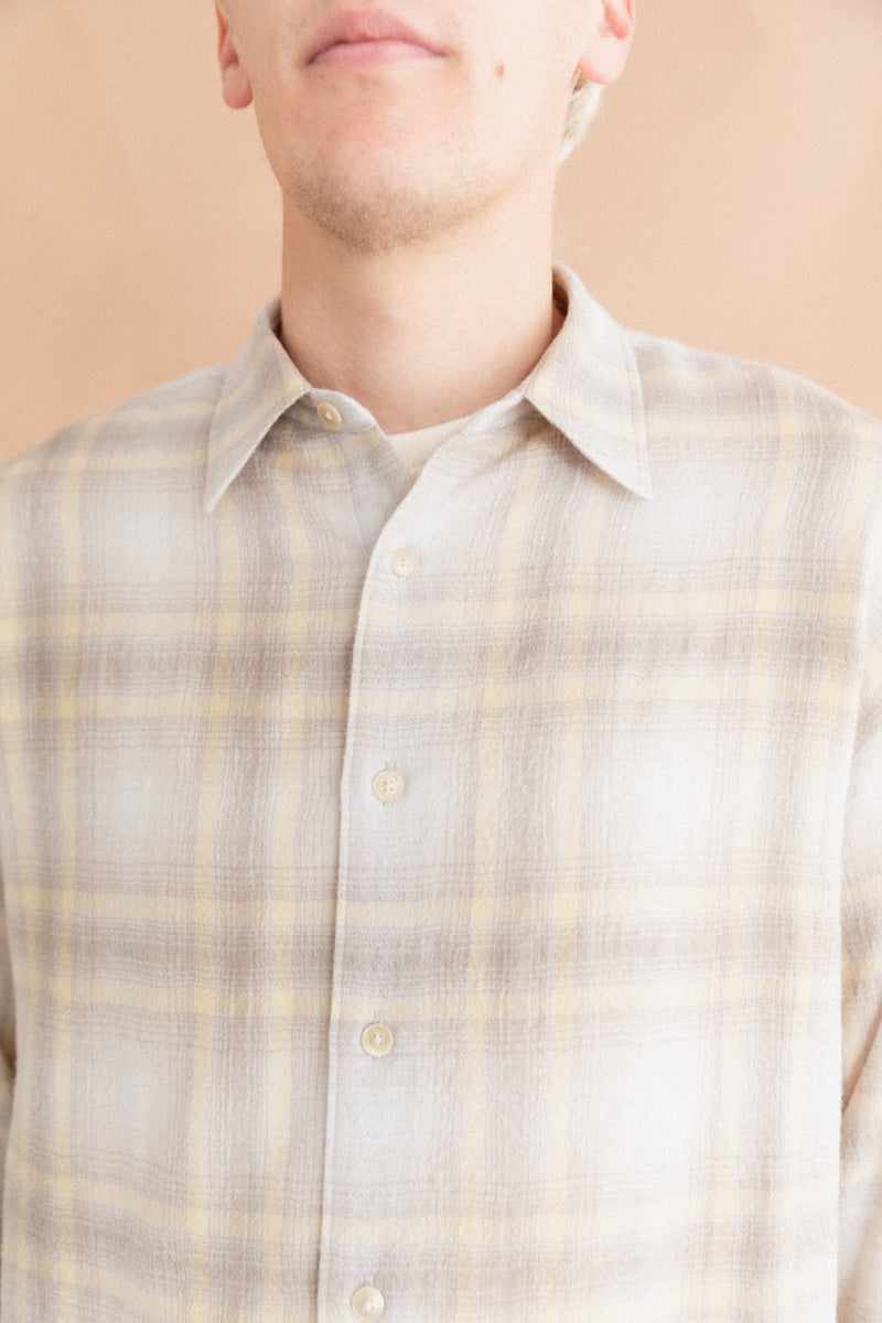 AIRY WOOL SHIRT IN YELLOW GRAY CHECK