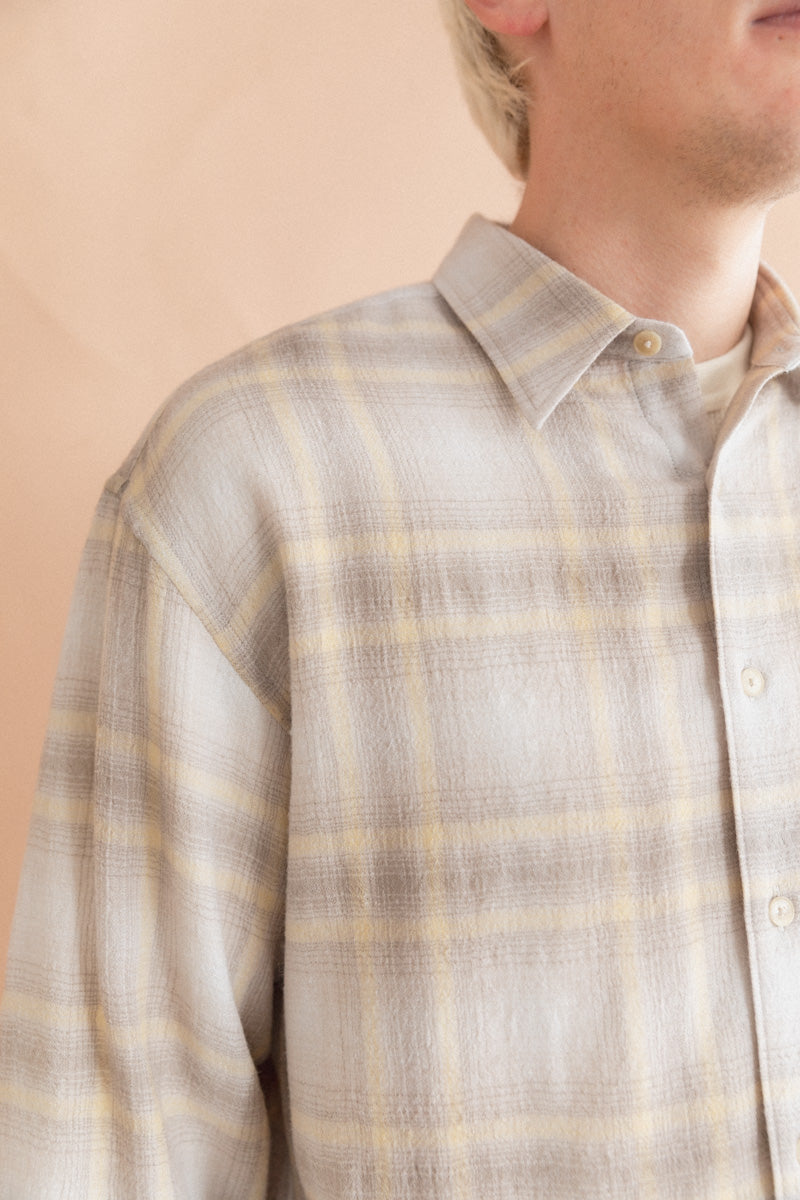 AIRY WOOL SHIRT IN YELLOW GRAY CHECK