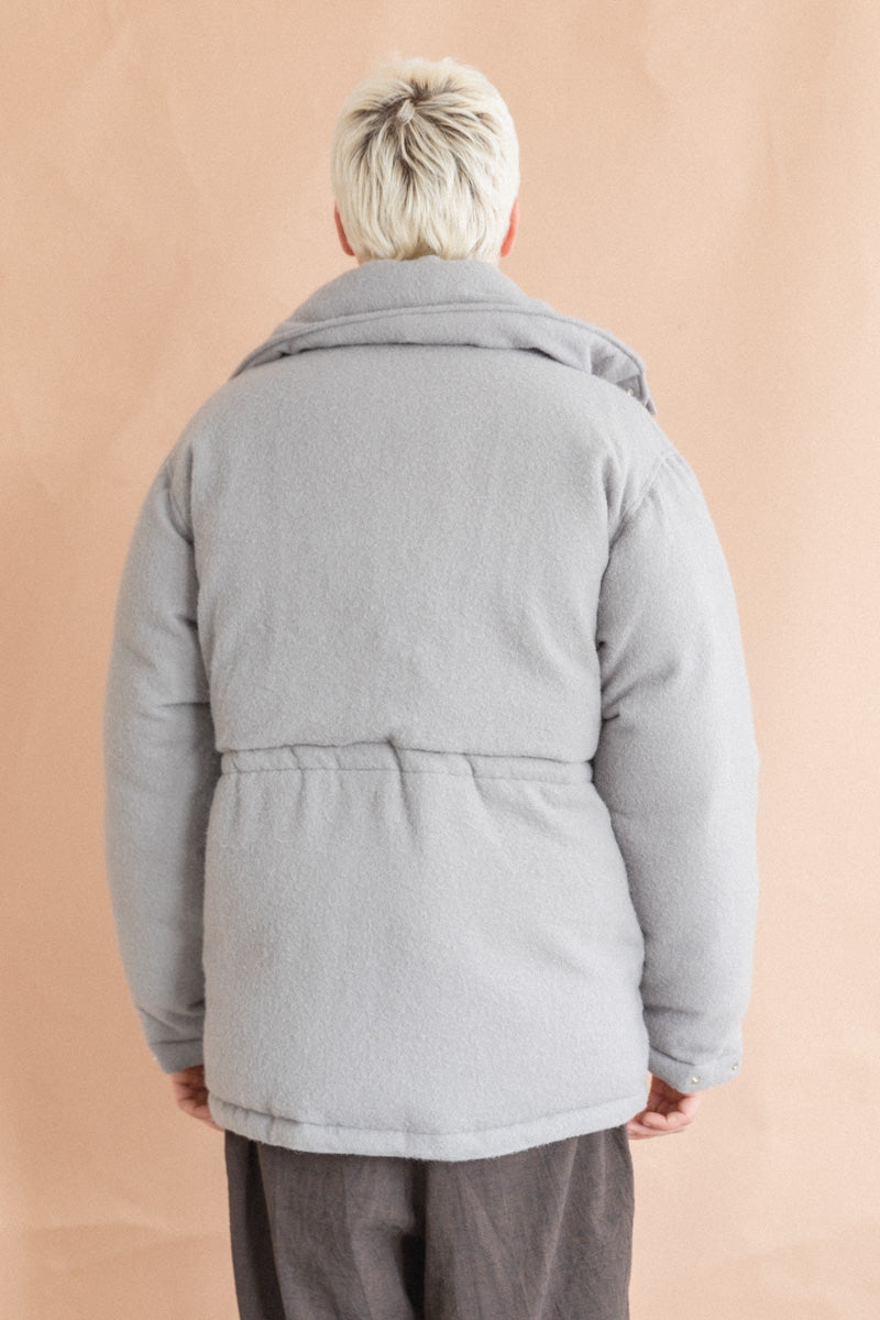 BRUSHED ALPACA WOOL DOWN BLOUSON IN LIGHT GRAY