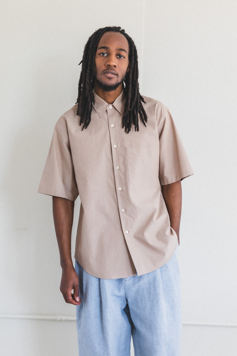 WASHED FINX TWILL BIG HALF SLEEVED SHIRTS IN TOP BEIGE — Shop Boswell