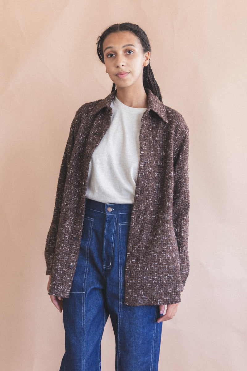 HOMESPUN DARK BROWN TWEED SHIRT