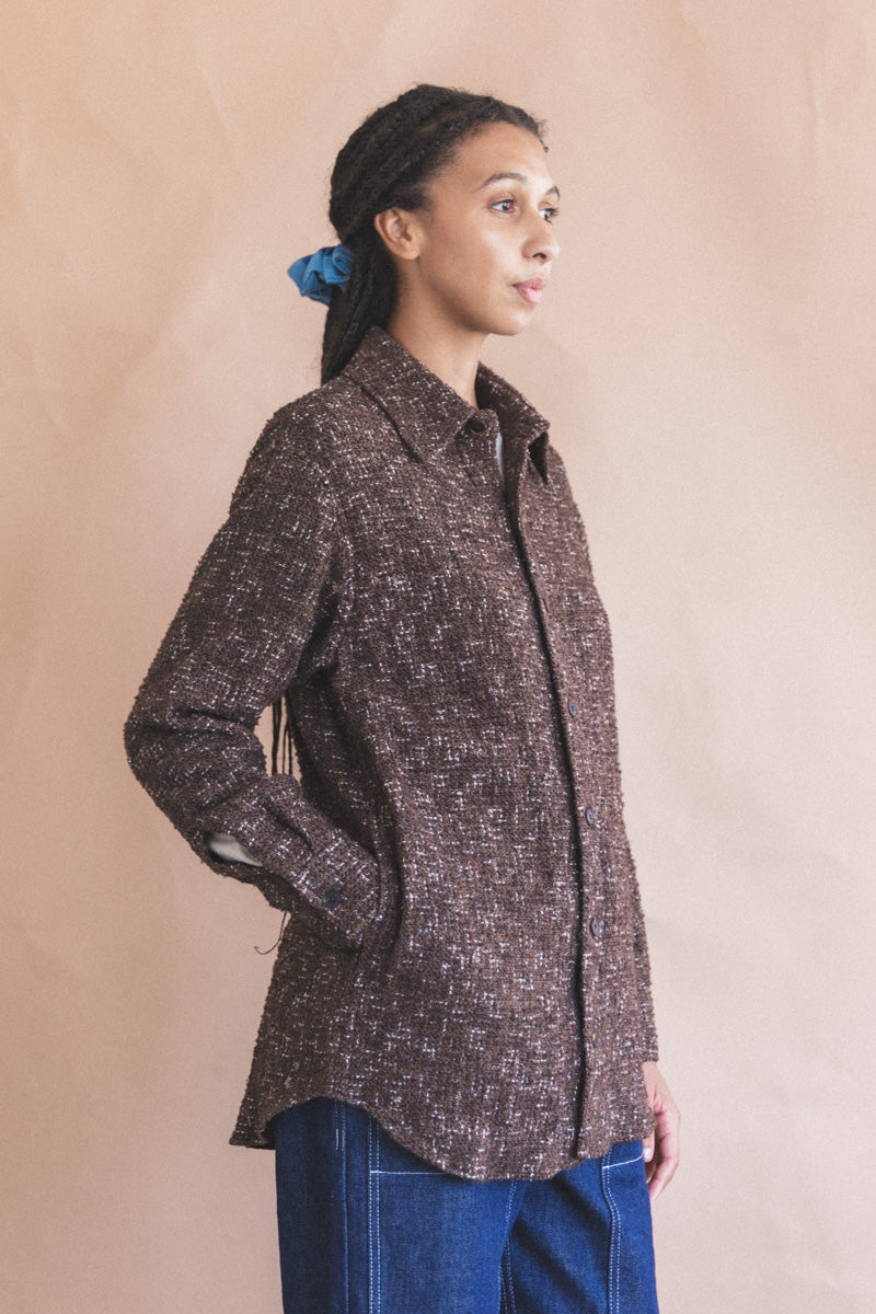 HOMESPUN DARK BROWN TWEED SHIRT