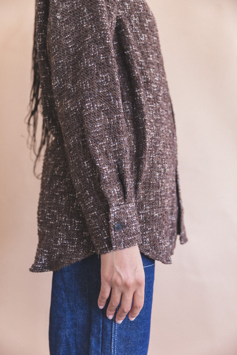 HOMESPUN DARK BROWN TWEED SHIRT