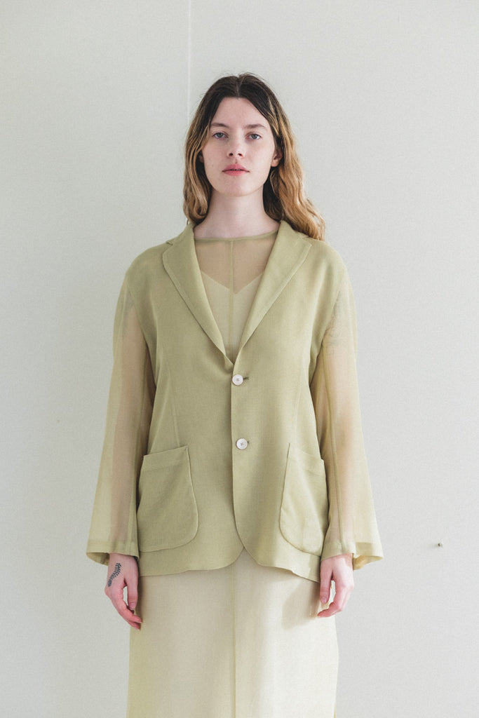 WOOL RECYCLE POLYESTER LENO SHEER JACKET IN YELLOW