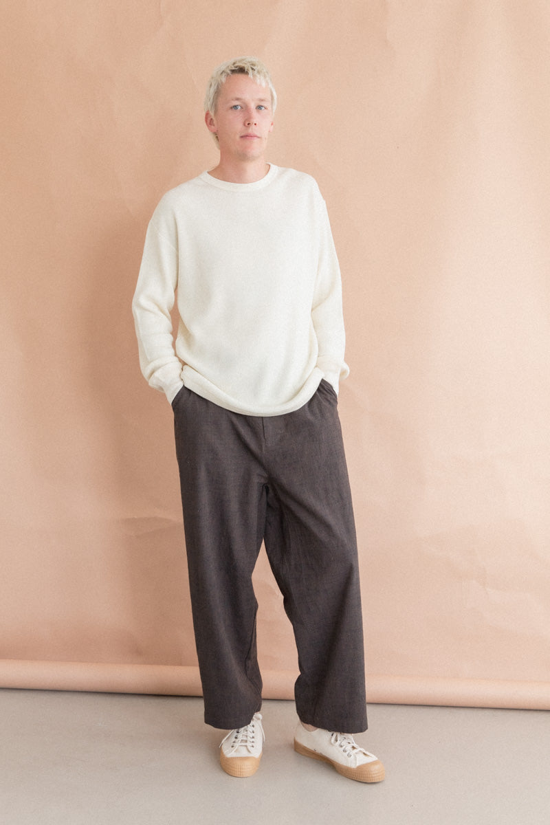 THERMAL PULLOVER IN IVORY WOOL/COTTON