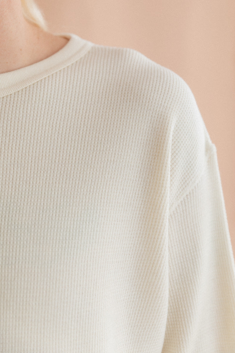 THERMAL PULLOVER IN IVORY WOOL/COTTON