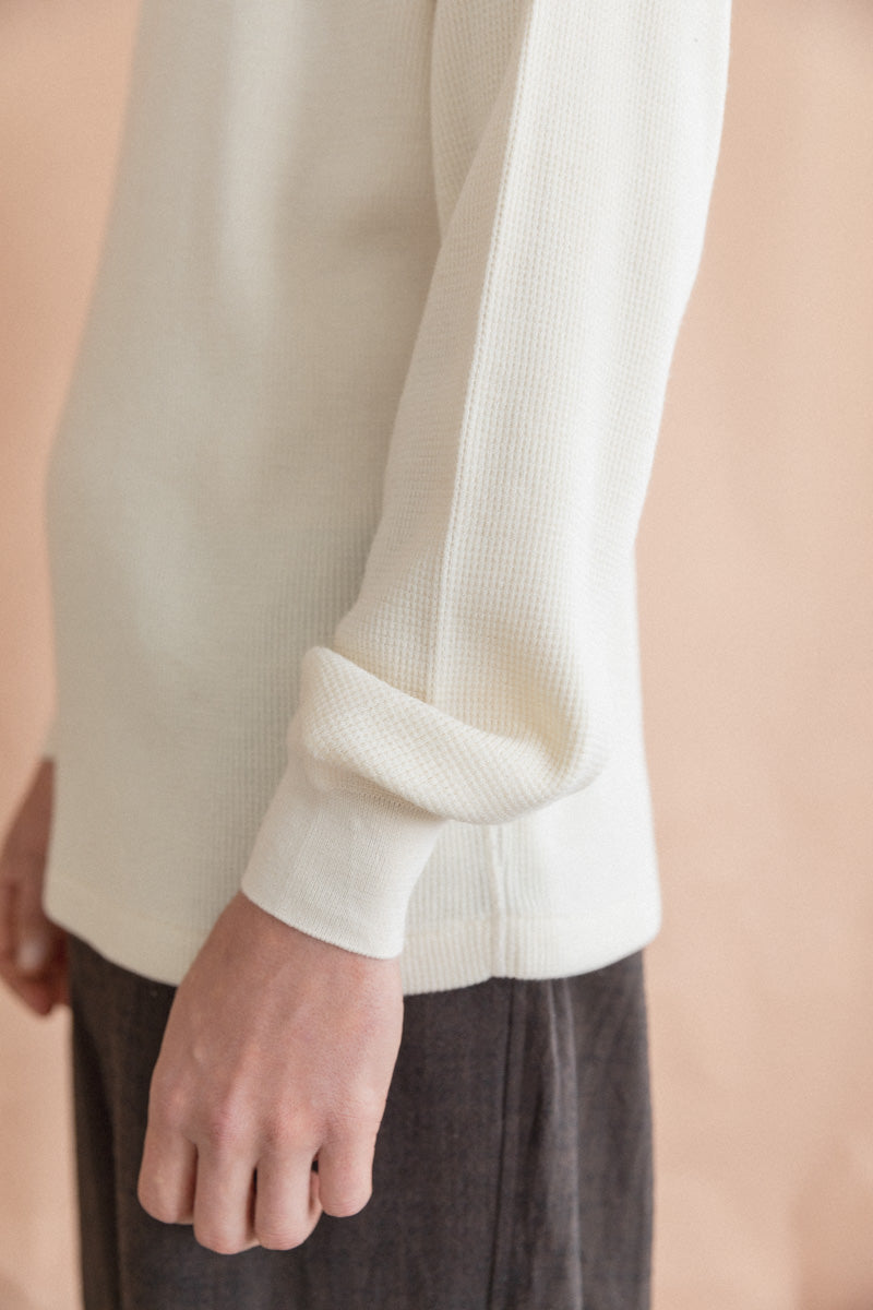 THERMAL PULLOVER IN IVORY WOOL/COTTON