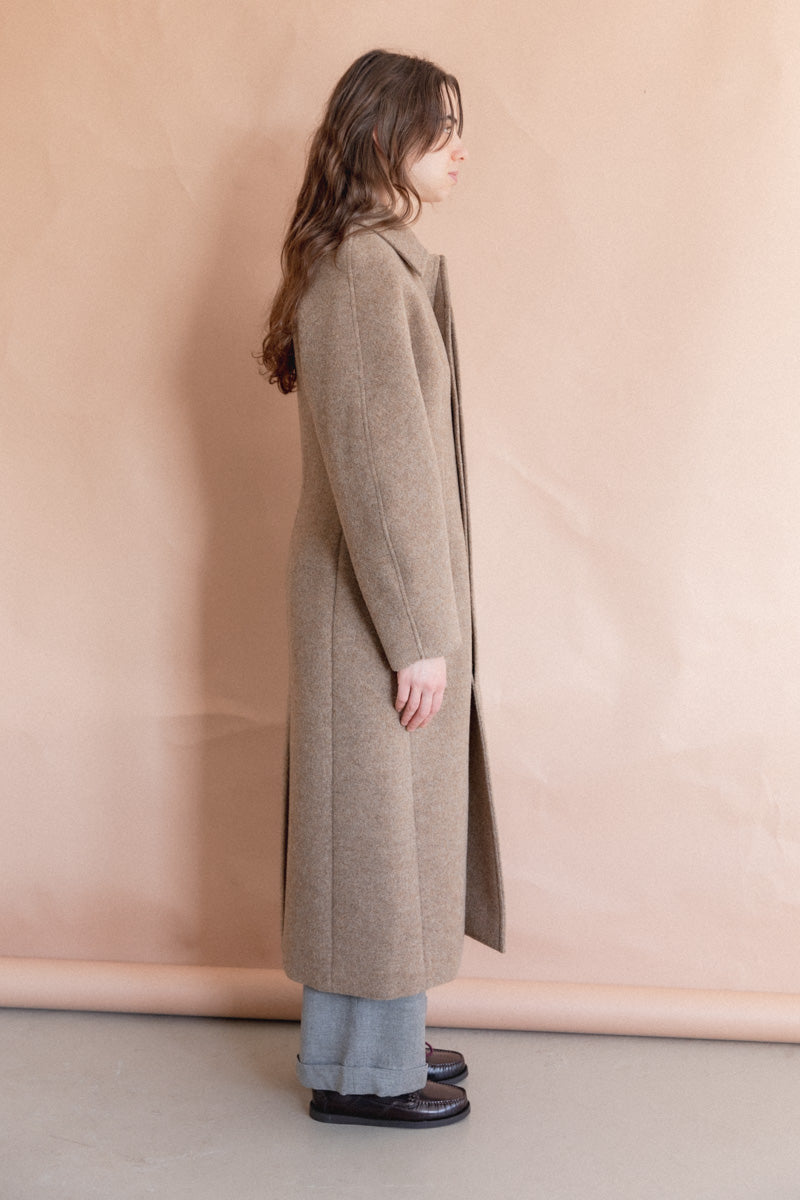 SPONGE WOOL MELTON SOUTIEN COLLAR COAT IN TOP BROWN