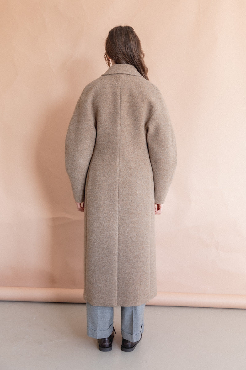 SPONGE WOOL MELTON SOUTIEN COLLAR COAT IN TOP BROWN