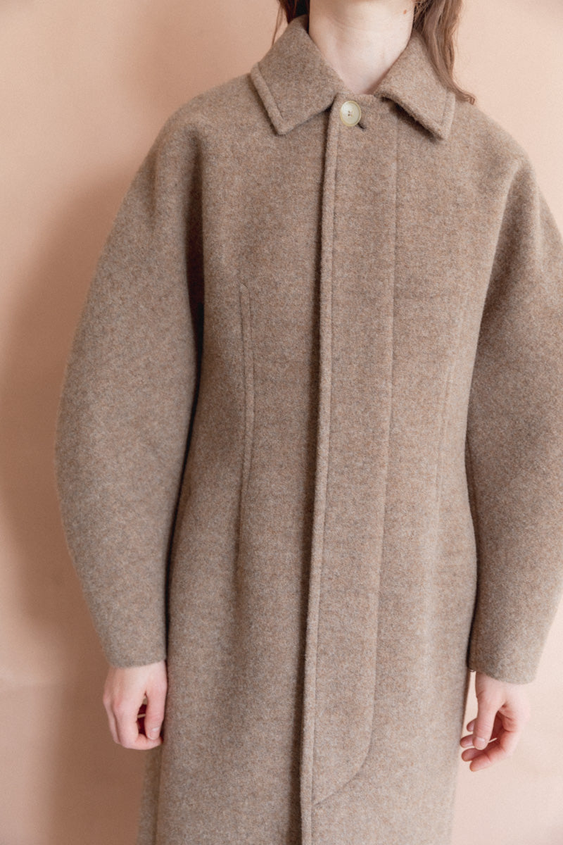 SPONGE WOOL MELTON SOUTIEN COLLAR COAT IN TOP BROWN