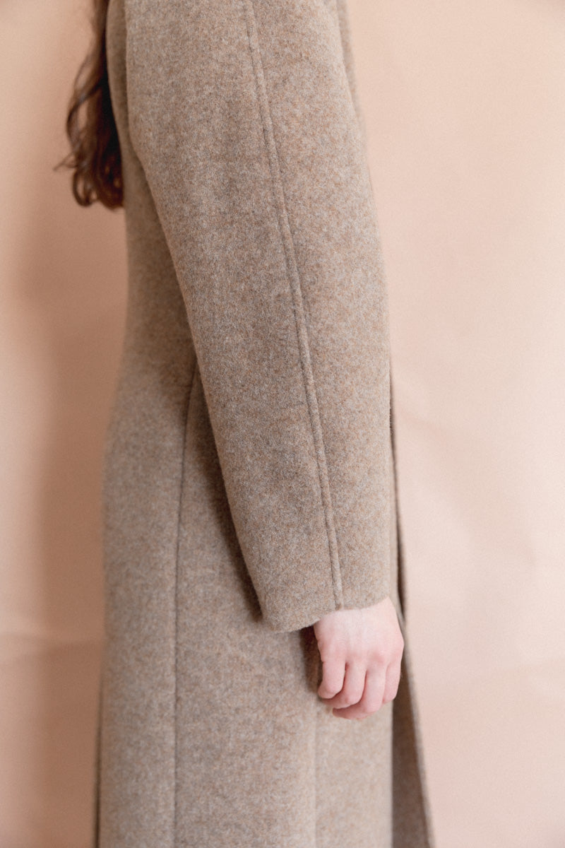 SPONGE WOOL MELTON SOUTIEN COLLAR COAT IN TOP BROWN