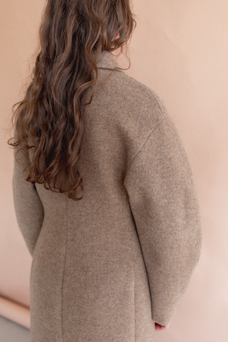 SPONGE WOOL MELTON SOUTIEN COLLAR COAT IN TOP BROWN