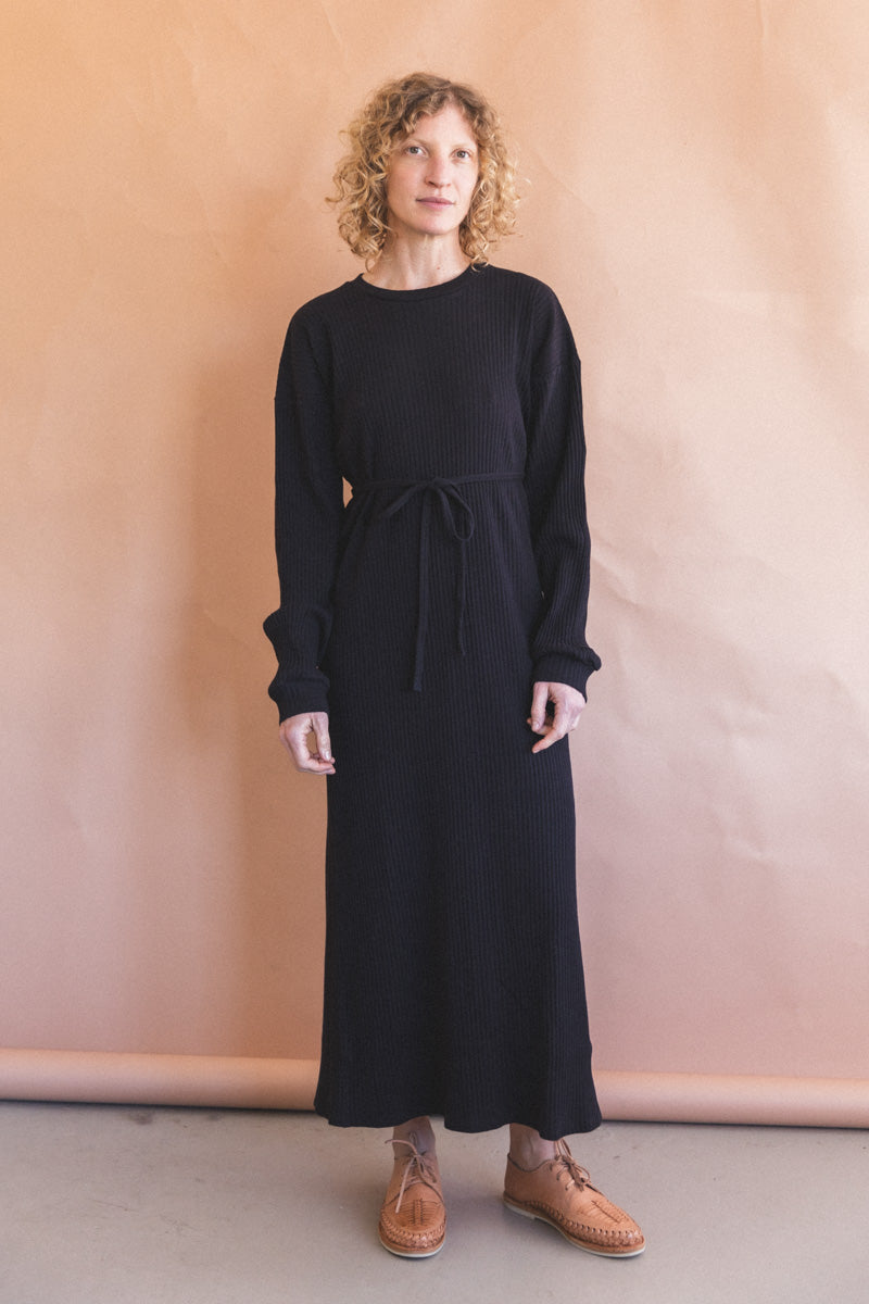 SHAW LONG SLEEVE KAFTAN IN BLACK