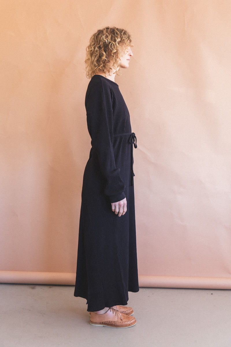 SHAW LONG SLEEVE KAFTAN IN BLACK