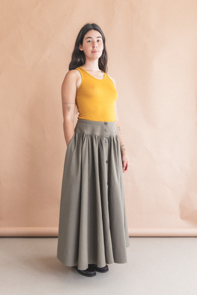 CIRCULAR SKIRT IN DARK OLIVE