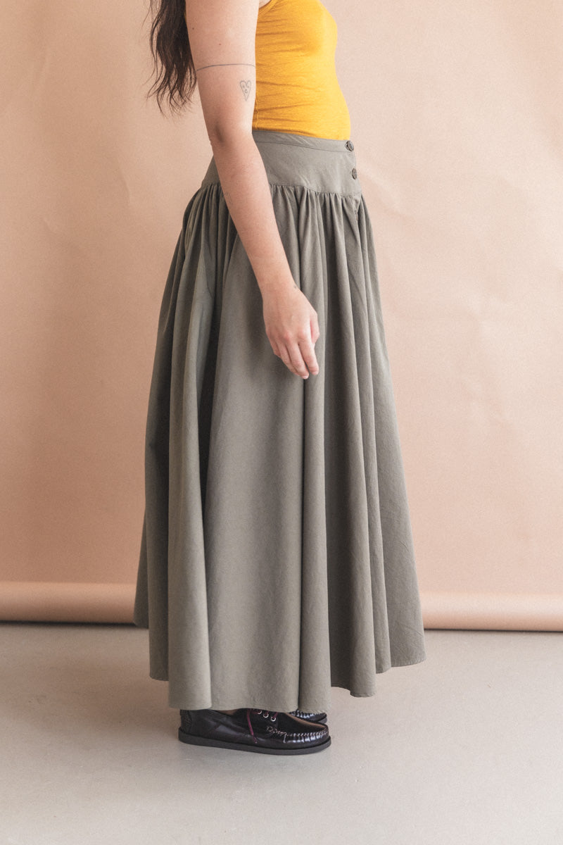 CIRCULAR SKIRT IN DARK OLIVE