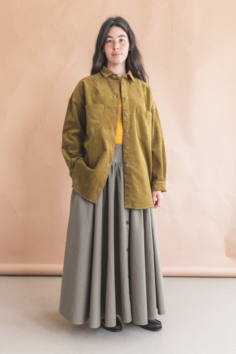 CIRCULAR SKIRT IN DARK OLIVE