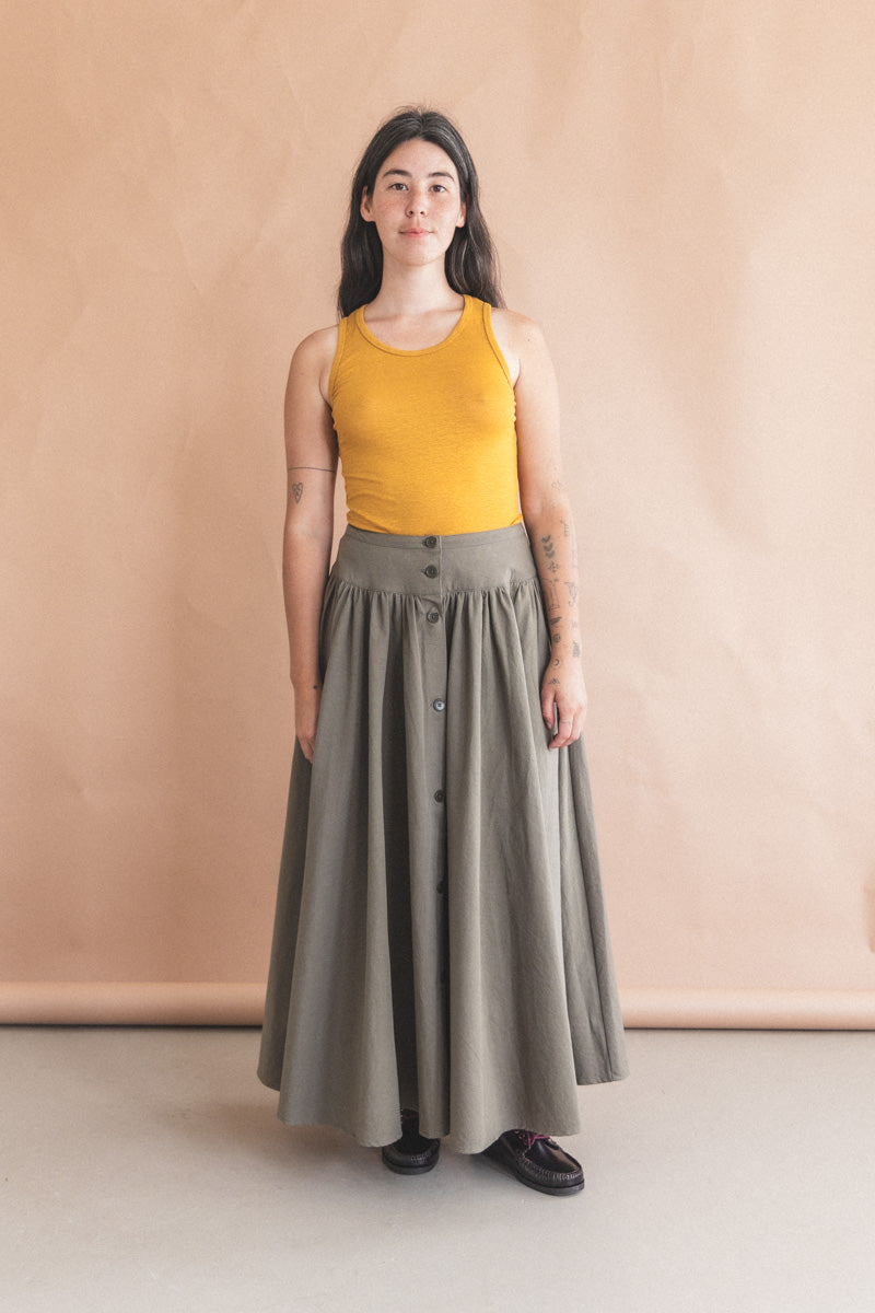 CIRCULAR SKIRT IN DARK OLIVE