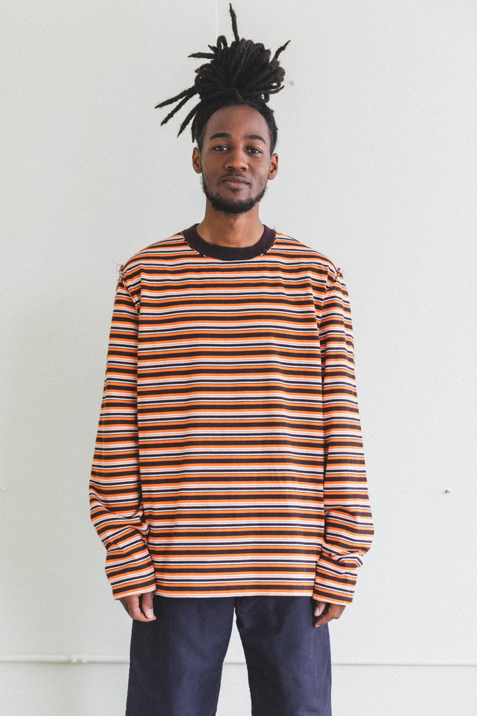 LONG SLEEVE BIG TEE IN ORANGE STRIPE — Shop Boswell