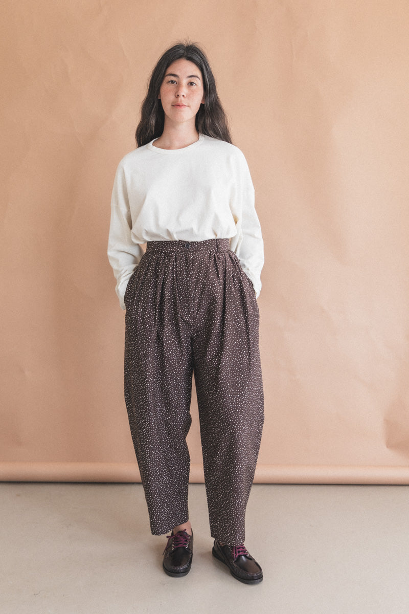 BRADY TROUSER IN CHOCOLATE DOT