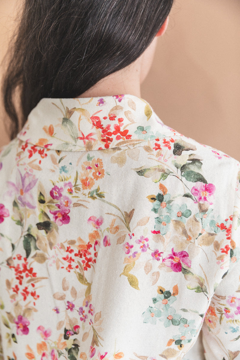 COOPER SHIRT IN FLORAL PRINT RAW SILK