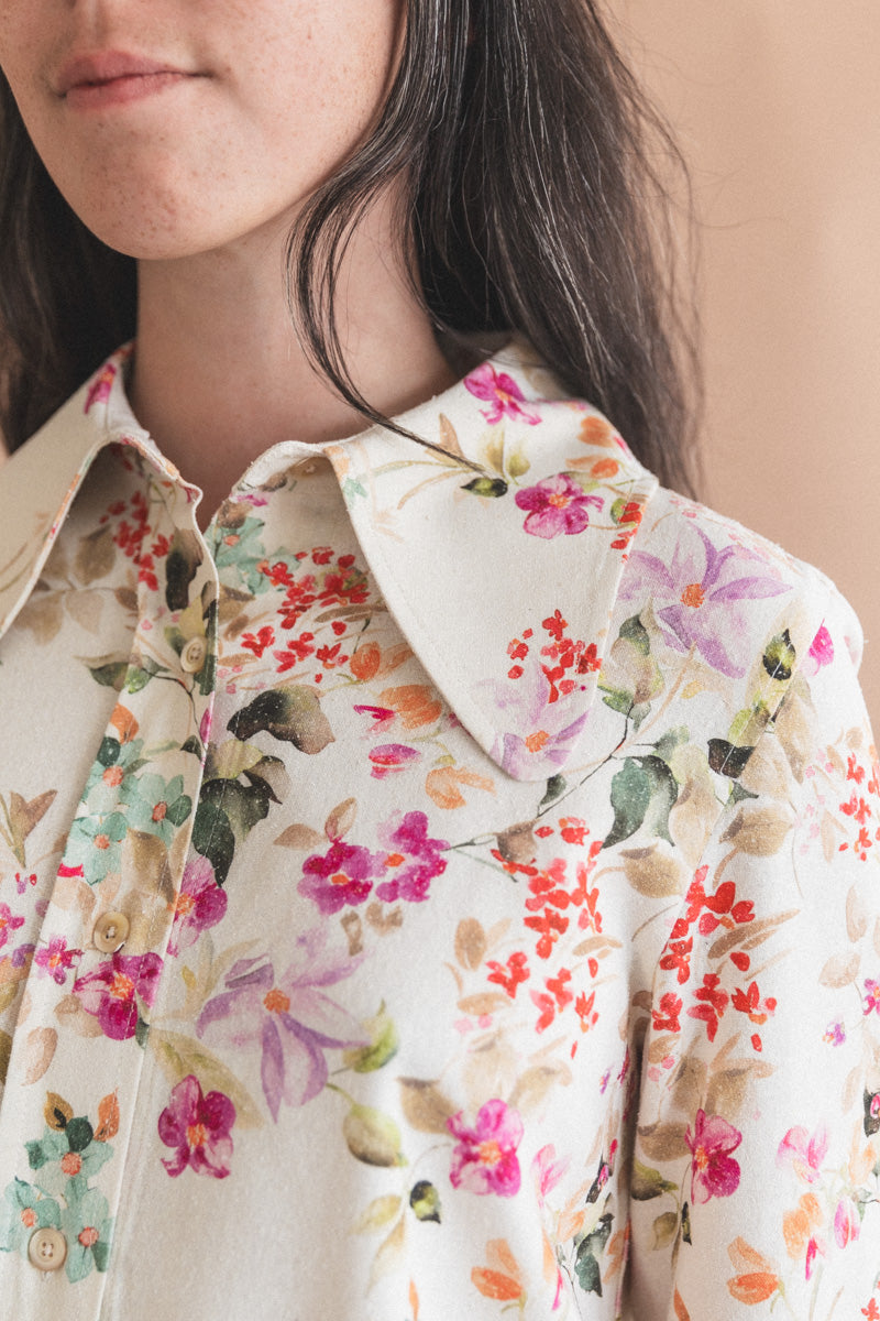 COOPER SHIRT IN FLORAL PRINT RAW SILK