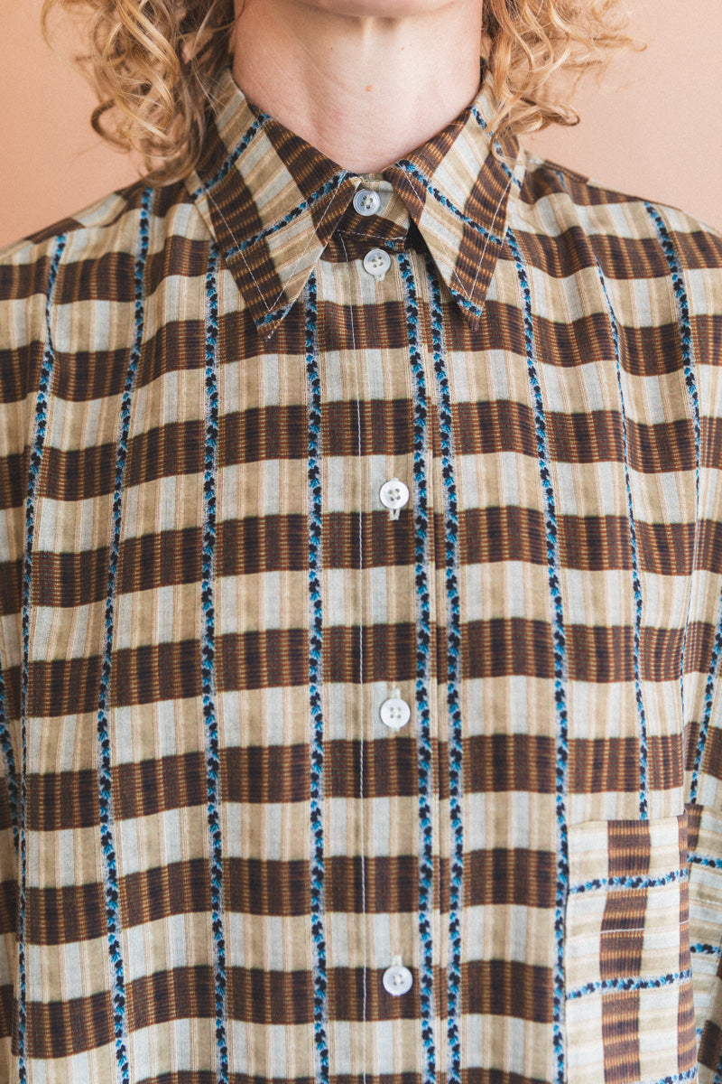 BIG SHIRT IN PLAID SAND WASHED SILK