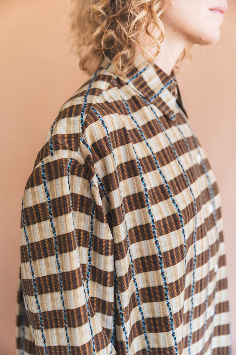 BIG SHIRT IN PLAID SAND WASHED SILK