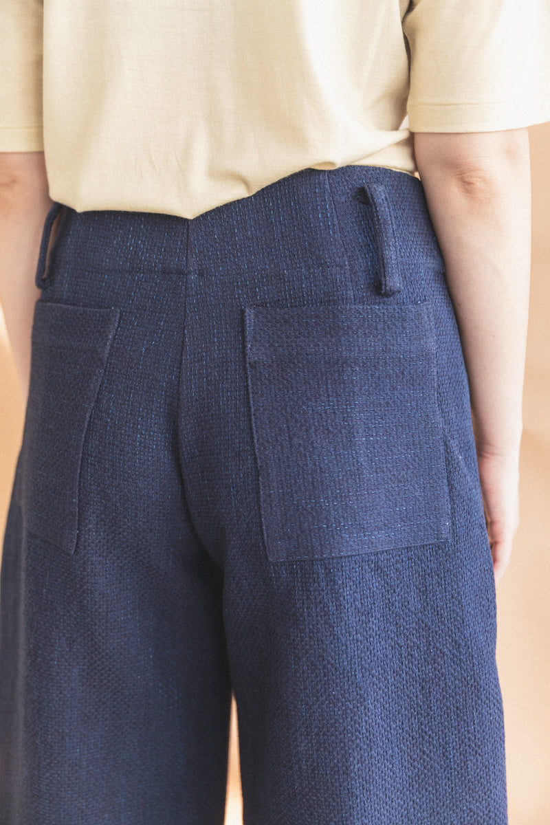 GRACE TROUSER IN INDIGO JAPANESE SASHIKO STITCH