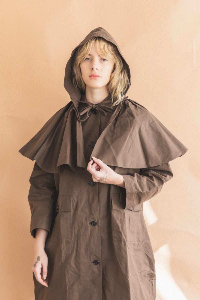 HOODED CAPE IN BRACKEN BRITISH DRY OILSKIN Shop Boswell