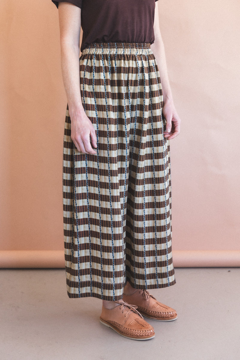 MAY TROUSER IN PLAID SAND WASHED SILK