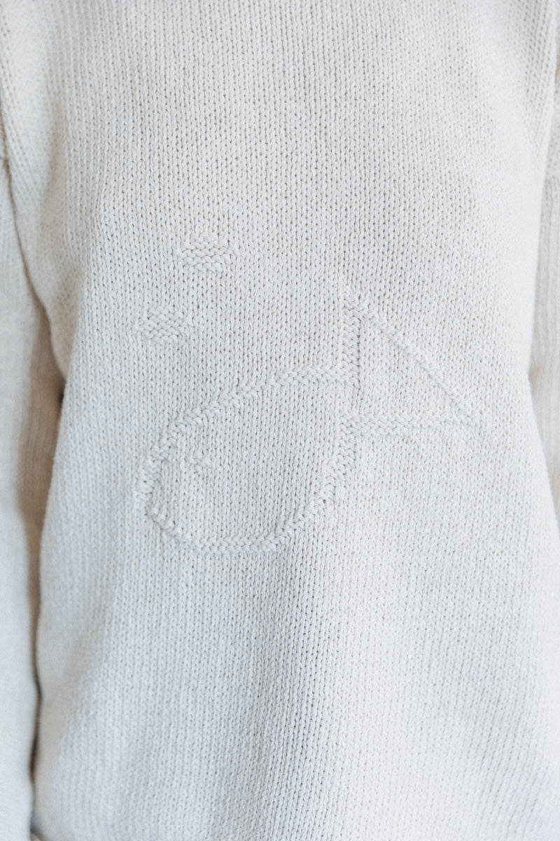 ROLL NECK FISH SWEATER IN ECRU COTTON