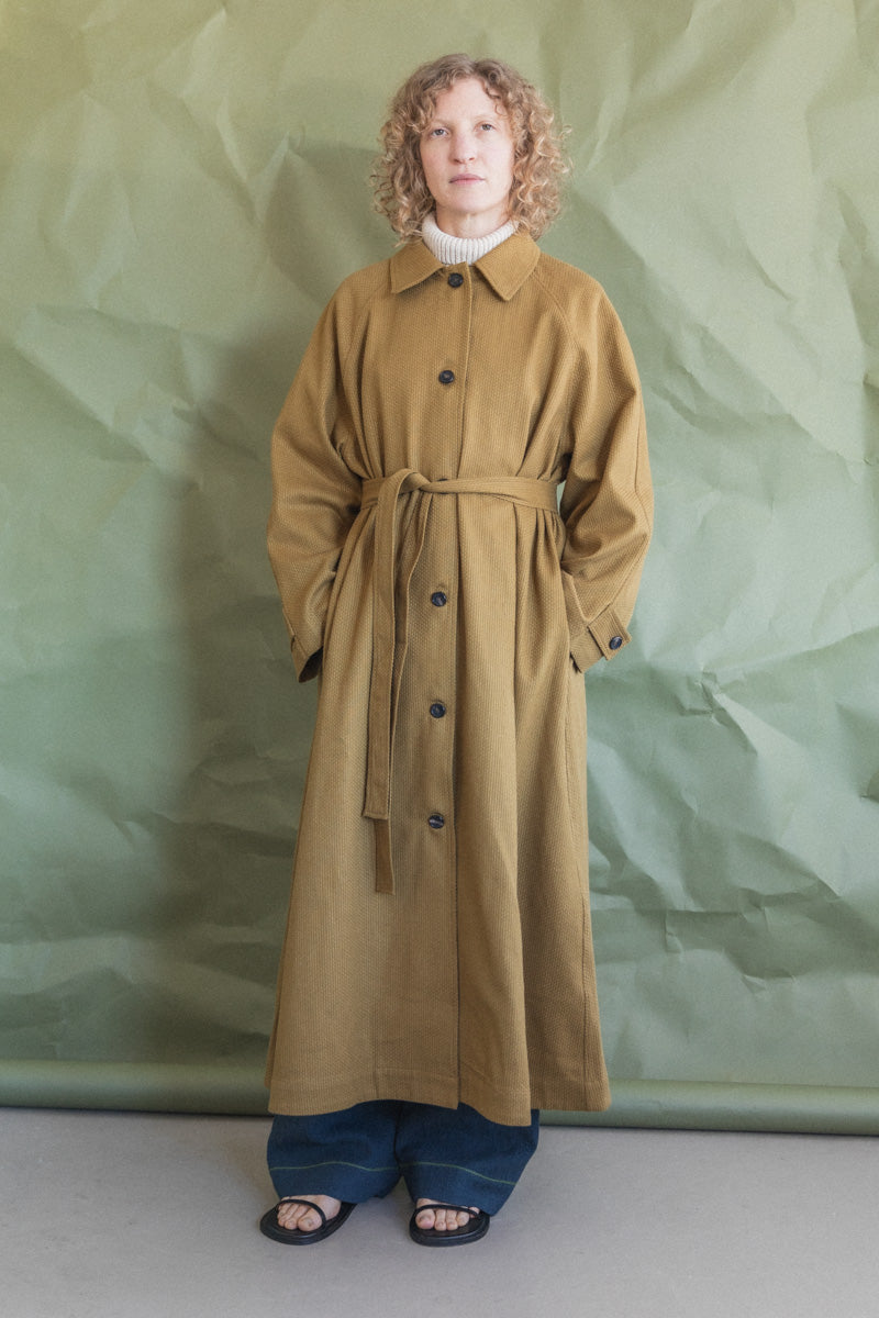 WICKHAM TRENCH IN OCHRE JAPANESE STITCH