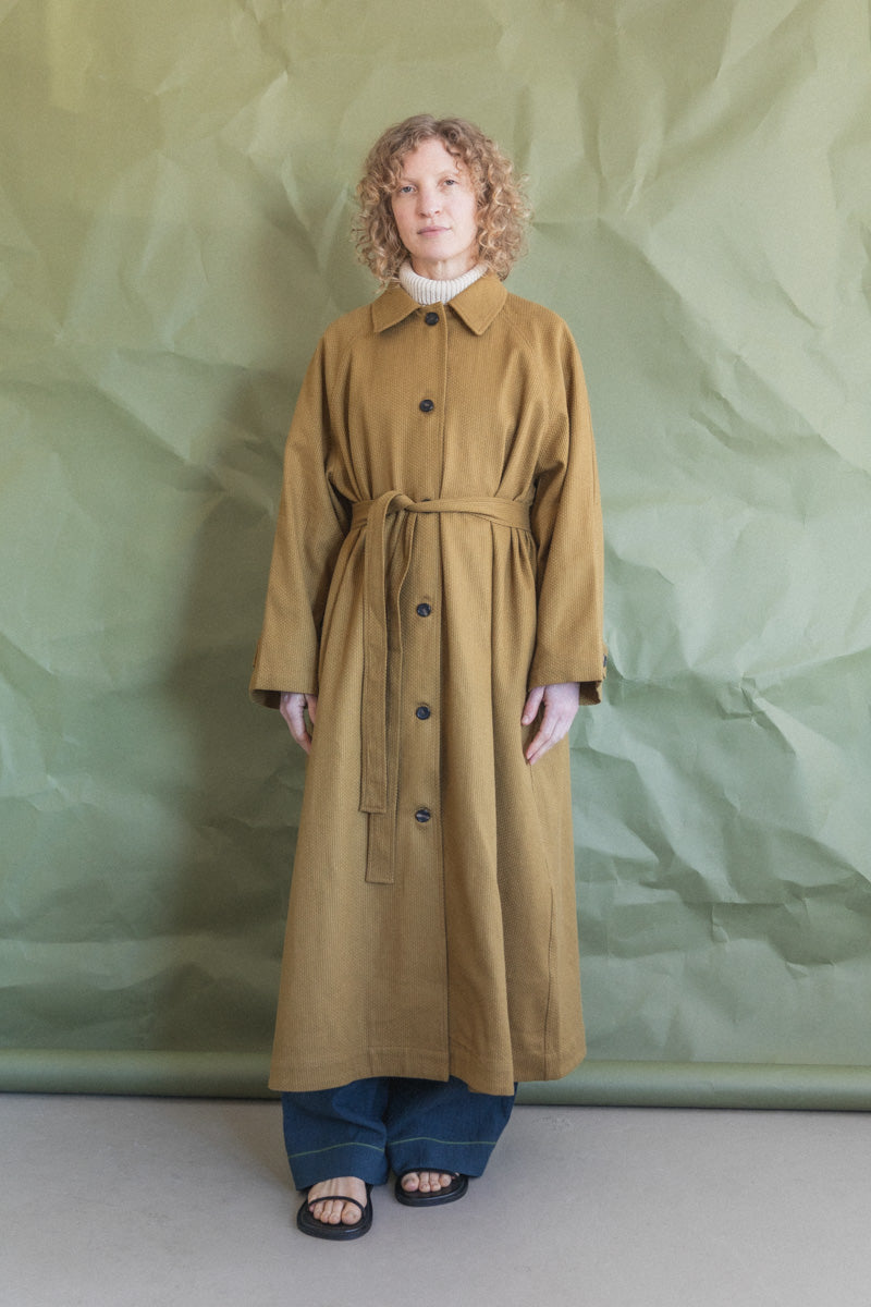 WICKHAM TRENCH IN OCHRE JAPANESE STITCH