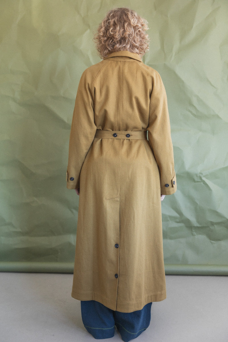 WICKHAM TRENCH IN OCHRE JAPANESE STITCH