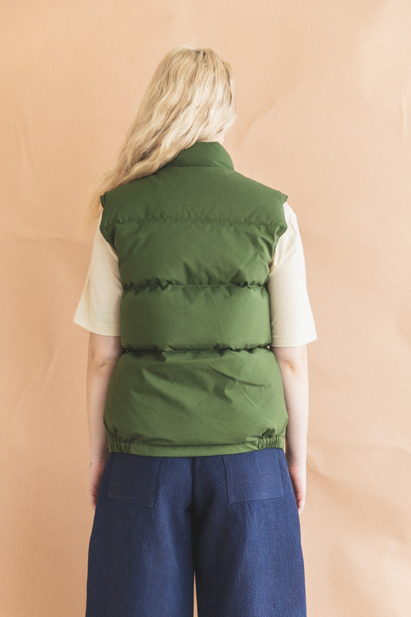 DOWN ITALIAN VEST IN OLIVE