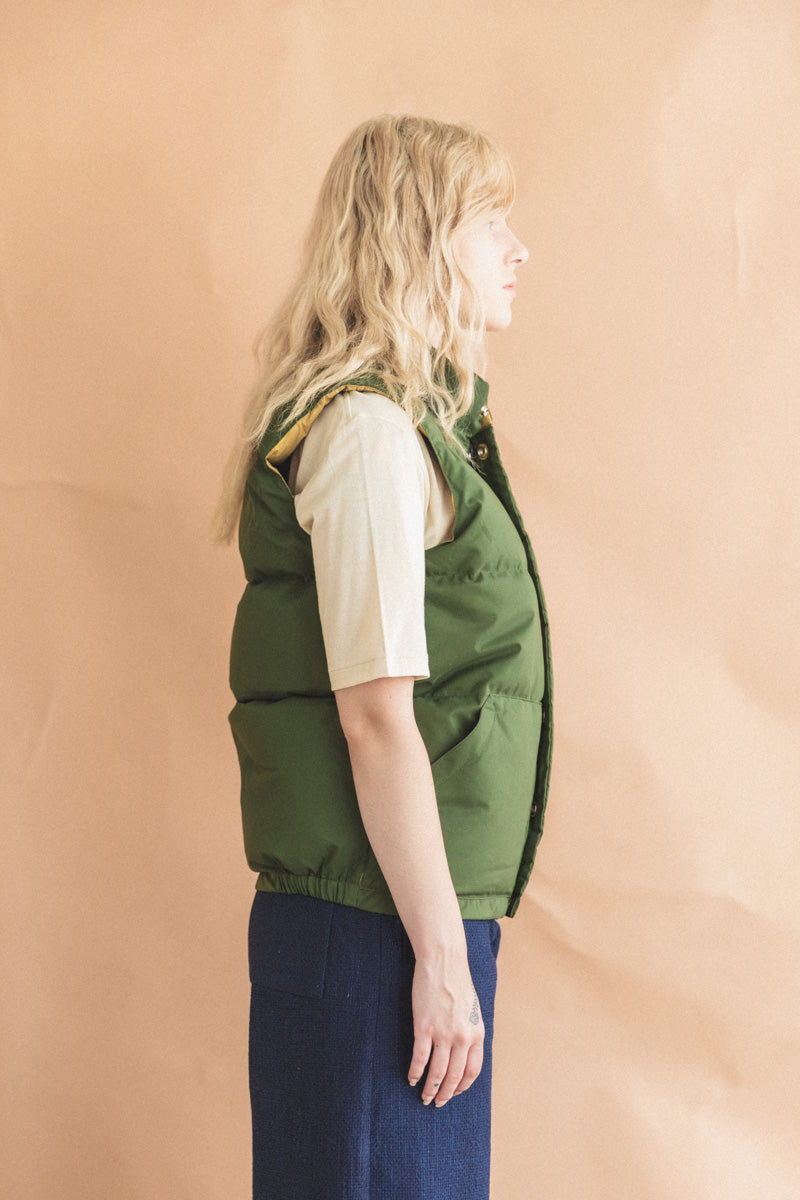 DOWN ITALIAN VEST IN OLIVE